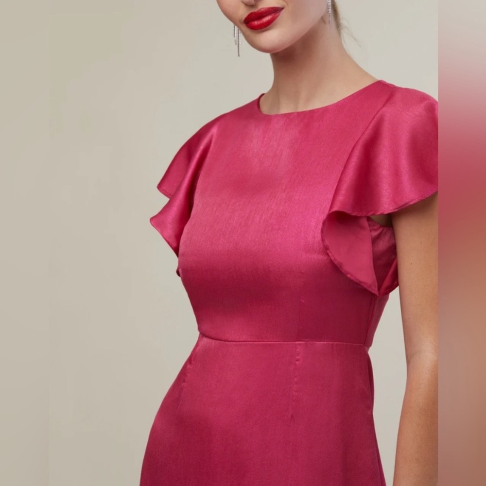 Rachel Parcell Flutter Sleeve Ruffle Pink Midi Dress NWT Sz 8 - Picture 2 of 12